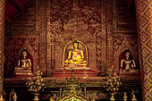 Chiang Mai - The Wat Phra Singh temple. The small Viharn Lai Kham (Gilded Hall), statue of the Phra Buddha Sihing (the Lion Buddha). 